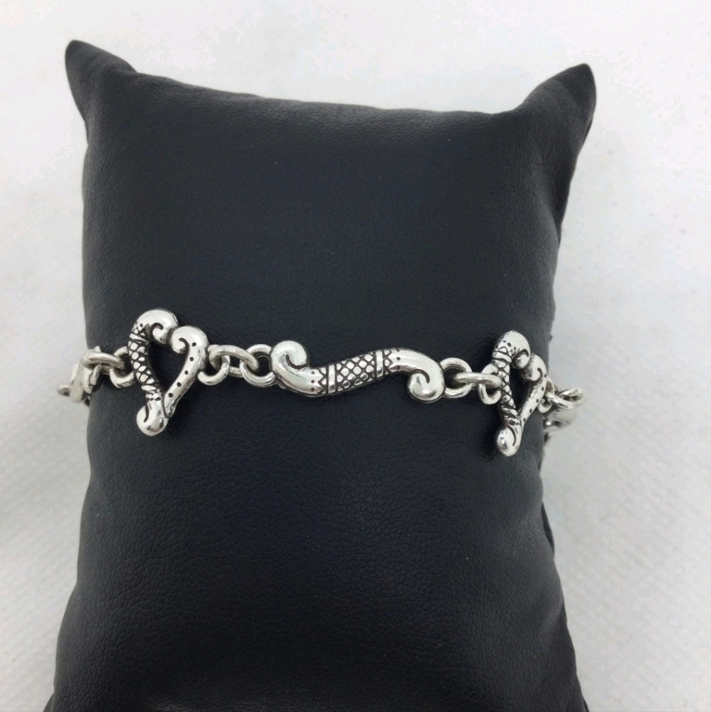 Brighton Silvertone Heart Link Bracelet 8" - Picture 2 of 4